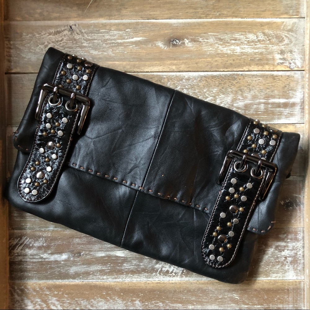 Steven by Steve Madden Leather Fold Over Clutch